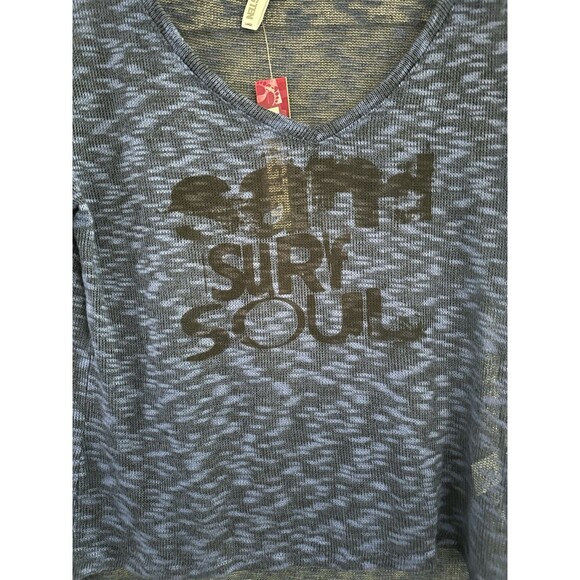 HANG TEN Long Sleeve Sheer Knit Slouched Top “Sand Surf Soul Classic Surfer Sz L - Picture 2 of 4